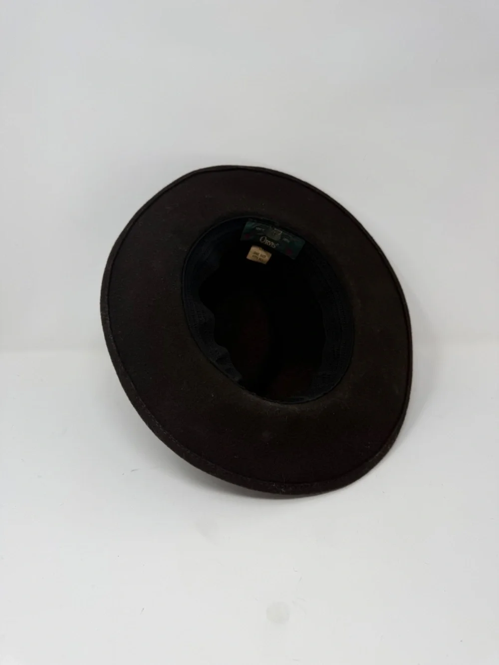 Orvis Felt Hat Brown Woven Leather Band Wool Outdoor Fedora Safari Men's